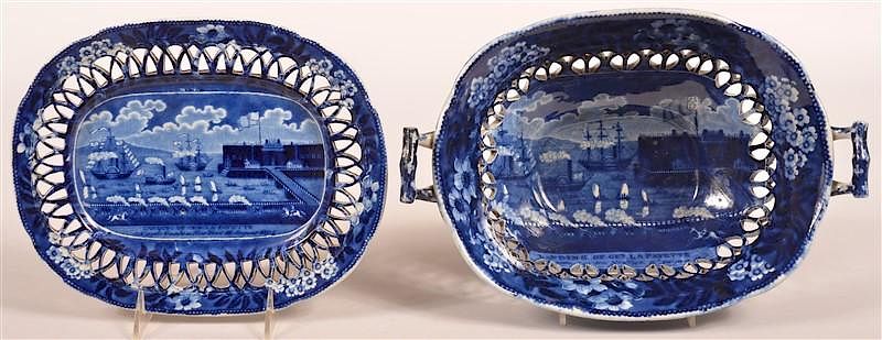 Appraisal: Historical Staffordshire Open Bowl with Tray Historical Staffordshire Blue Transfer