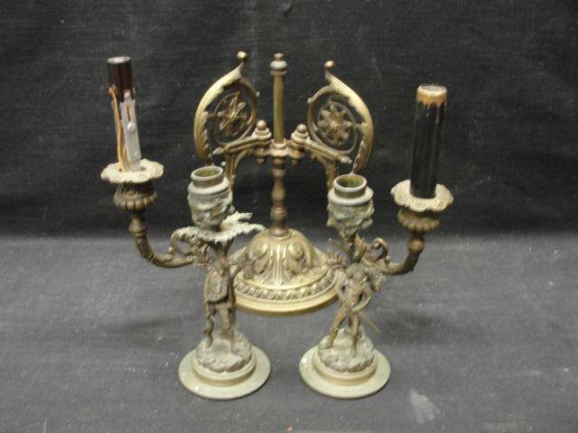 Appraisal: Pair of Gilt Metal Candlesticks a Victorian Light From a