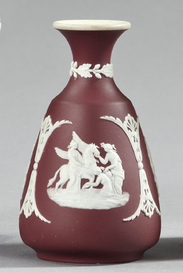 Appraisal: Diminutive Wedgwood Crimson Jasperware Vase first quarter th century with