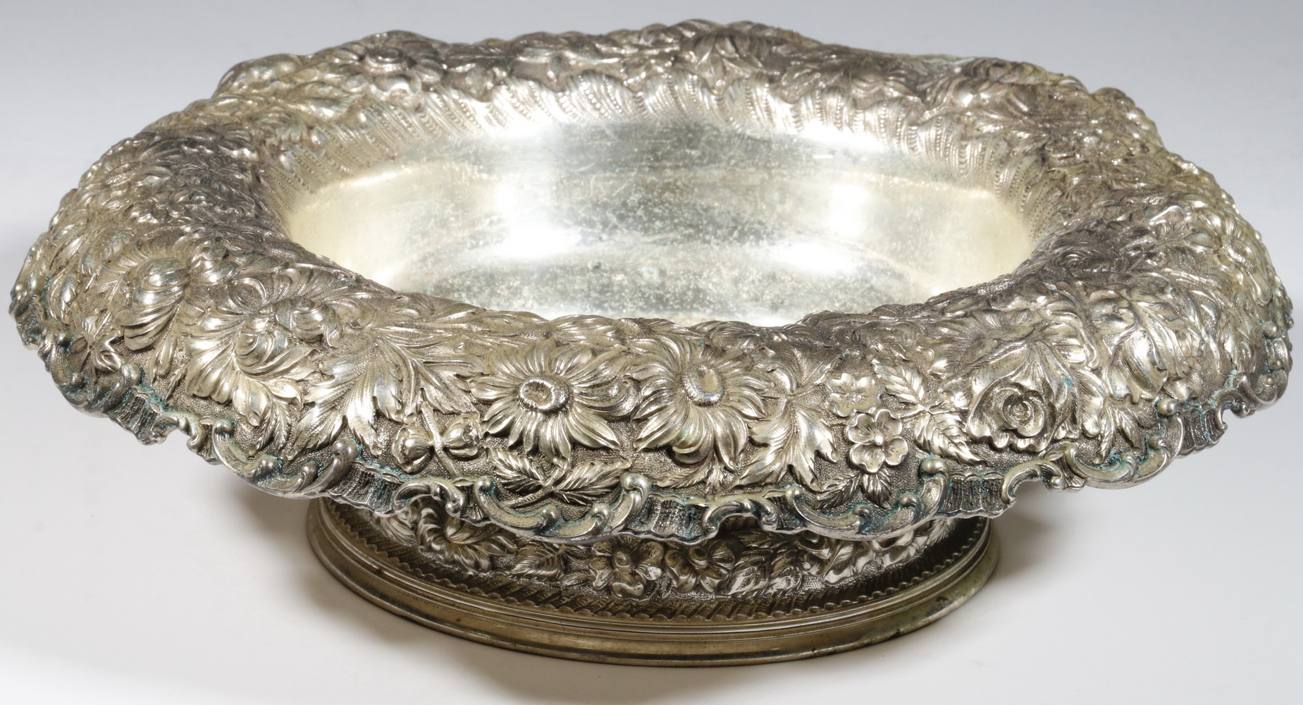 Appraisal: STIEFF REPOUSSE SILVER CENTERPIECE BOWL th c Stieff Sterling Silver