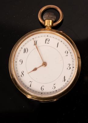 Appraisal: An k gold cased open faced pocket watch the white