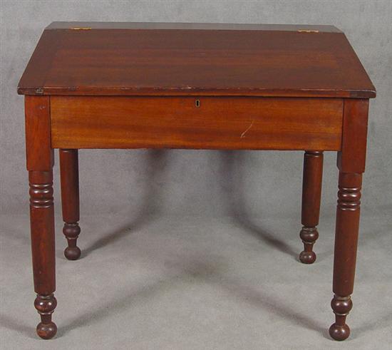 Appraisal: Poplar Schoolmaster's Desk Circa Having lift slant lid concealing five