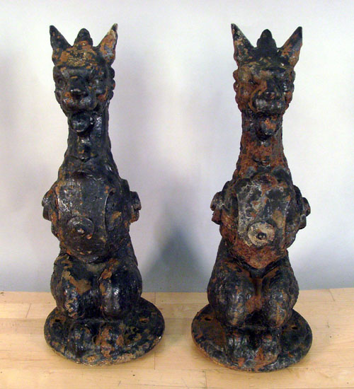 Appraisal: Pair of cast iron gargoyles th c h