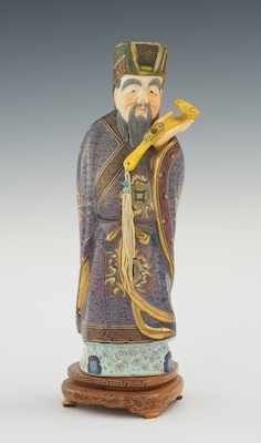 Appraisal: A Cloisonne Figure with Ivory Face Male figure in copper