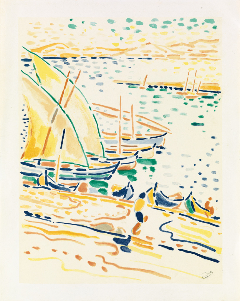 Appraisal: ANDR DERAIN Bateaux Collioure Color lithograph on wove paper circa