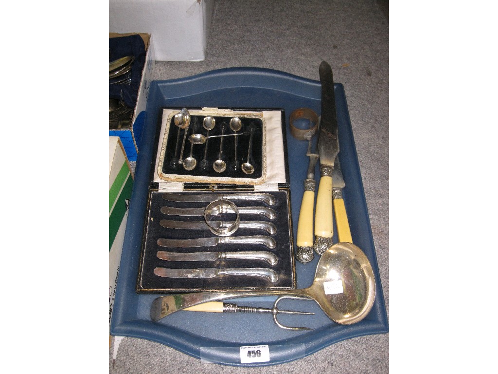 Appraisal: Tray lot of assorted cutlery - ladle etc