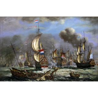 Appraisal: Palace Size Oil on Board - Anglo-Dutch Wars Naval Battle