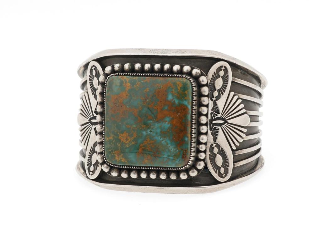 Appraisal: A Sammie Kescoli Begay Navajo silver and turquoise cuff bracelet