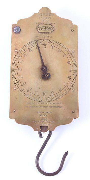 Appraisal: Salter's Trade Spring Balance Brass Scale No T Featured in