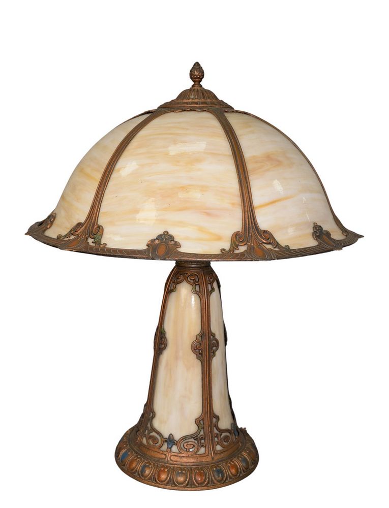 Appraisal: Caramel Slag Glass Table Lamp with bell shaped shade on