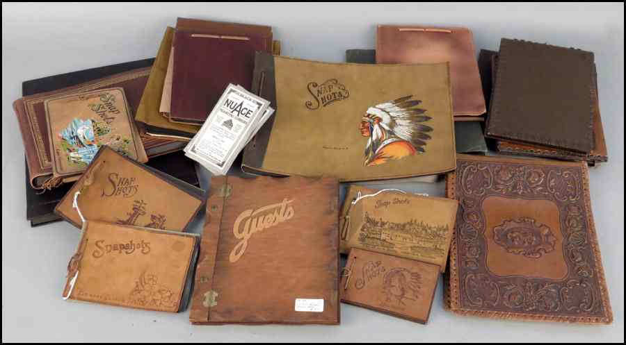 Appraisal: COLLECTION OF NINETEEN EMPTY PHOTO ALBUMS Comprised of hand-tooled leather