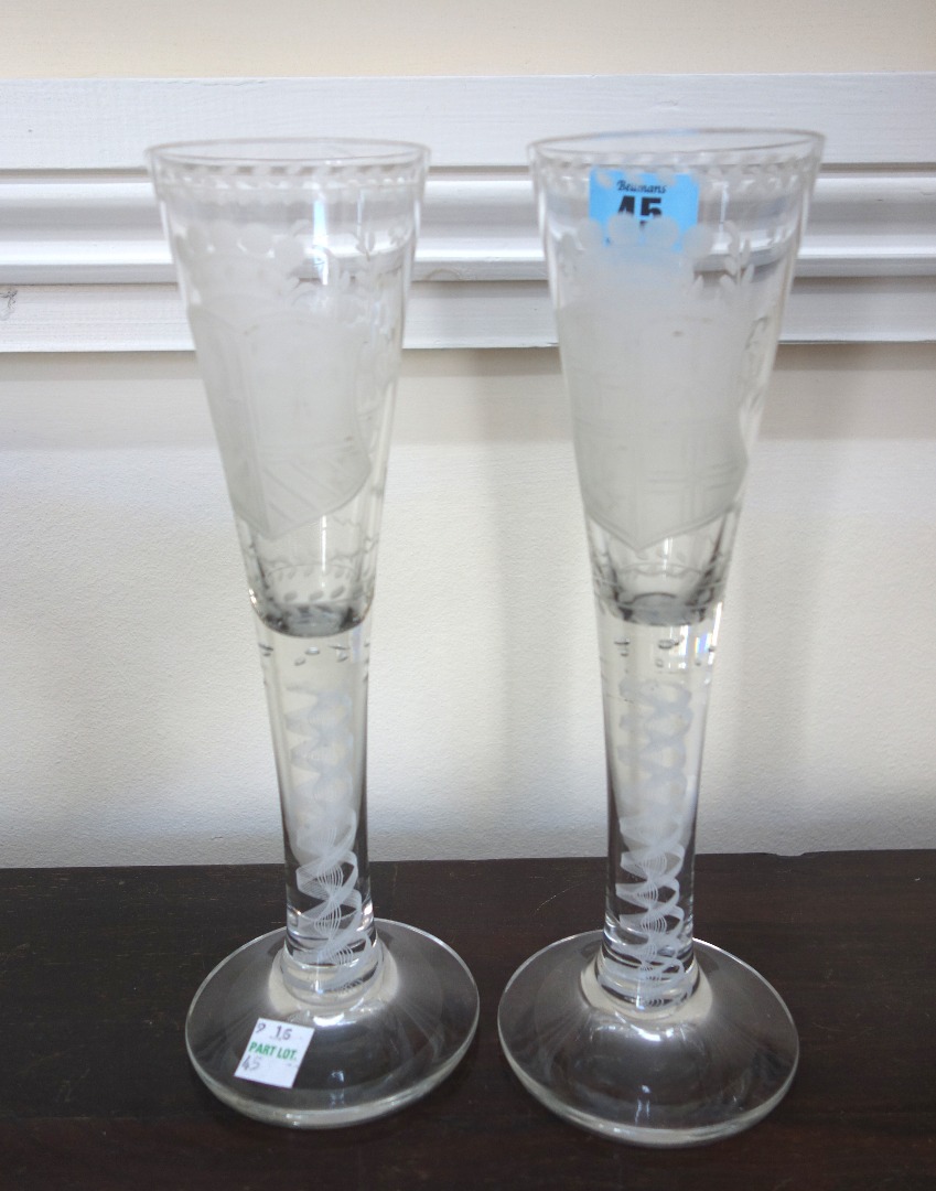 Appraisal: A pair of English glass flutes th century of mid