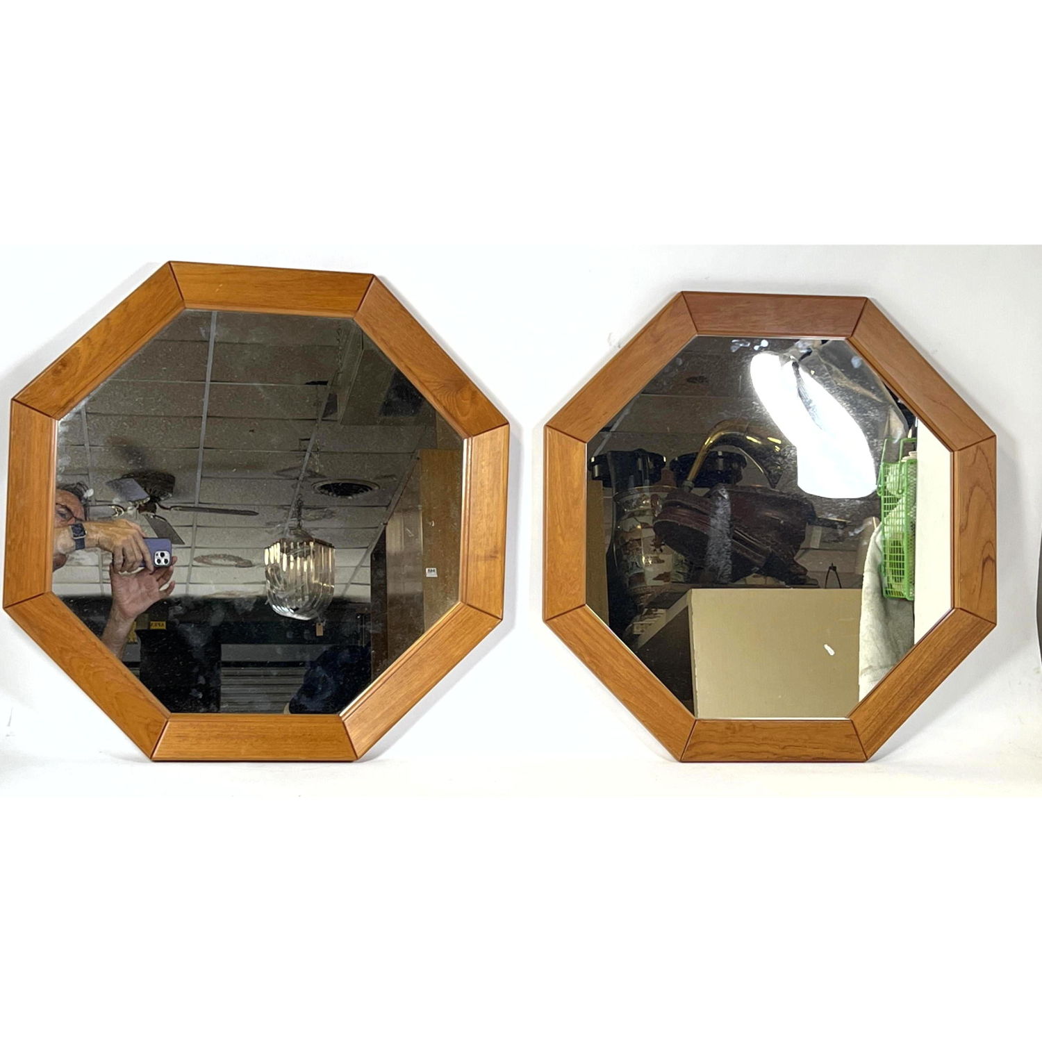 Appraisal: pc octagonal Danish mirrors NORDISK ANDELS These are a similar