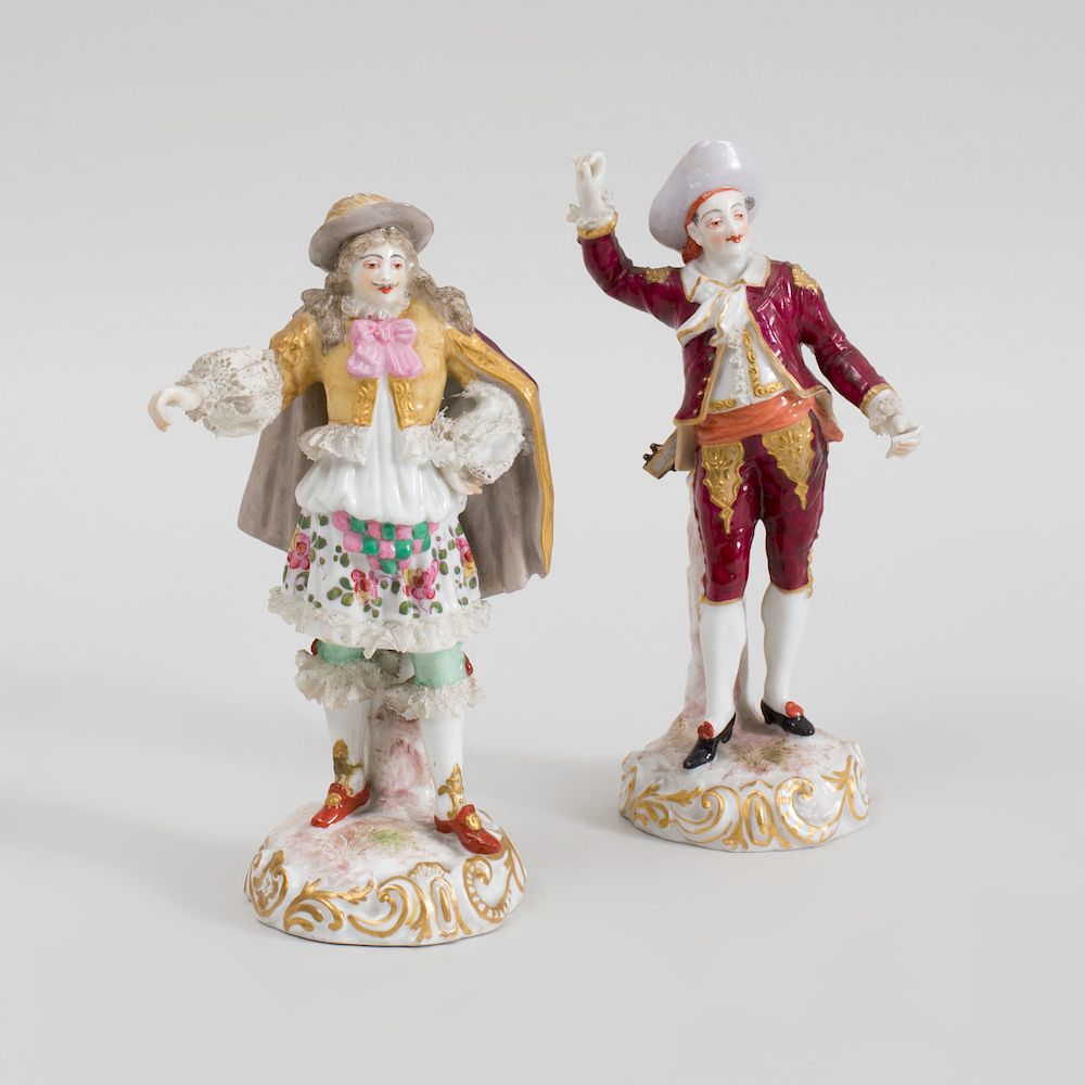 Appraisal: Two Meissen Porcelain Figures of Actors in Costume Each with