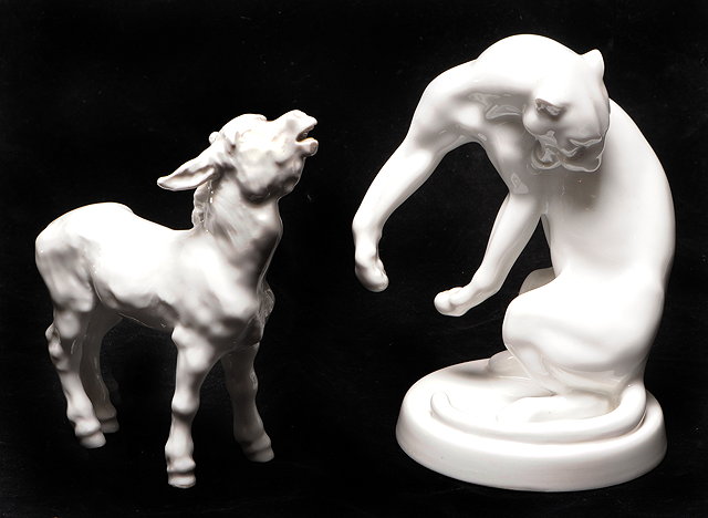 Appraisal: A MEISSEN PORCELAIN FIGURE OF A PANTHER white glazed on