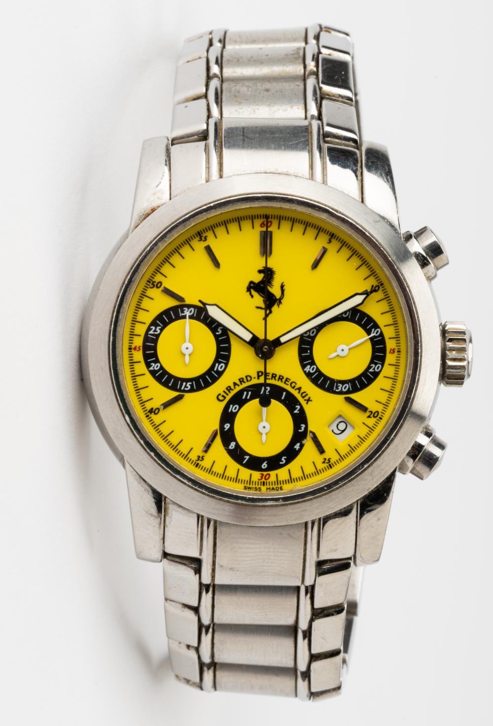 Appraisal: GIRARD PERREGAUX FERRARI WATCHstainless steel automatic calendar chronograph wristwatch mm