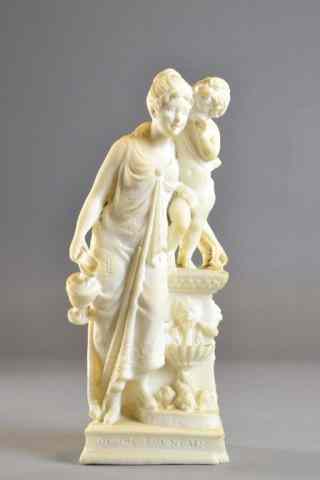 Appraisal: STONE STATUE MOTHER AND CHILDStatue of a woman carrying a