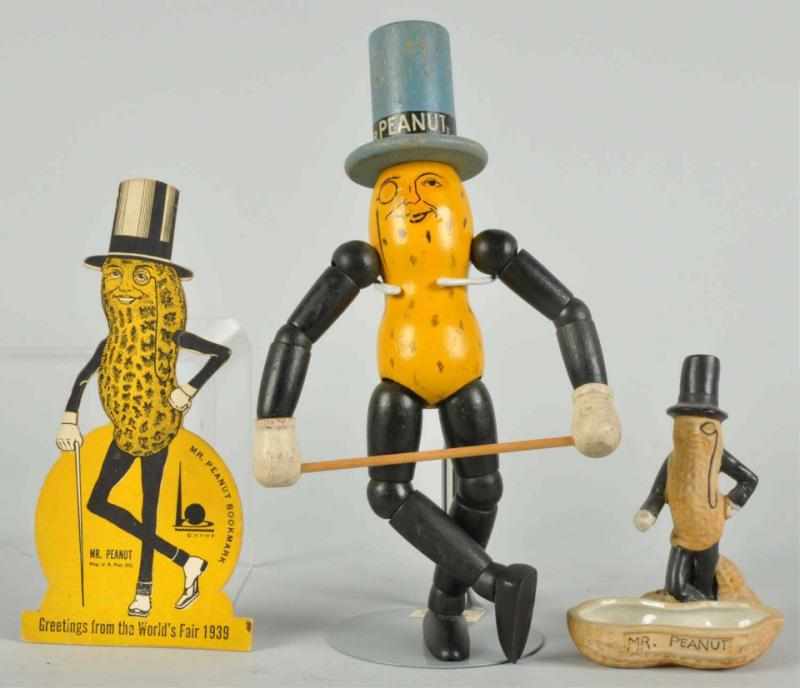 Appraisal: Lot of Mr Peanut Items Description Includes one wood jointed