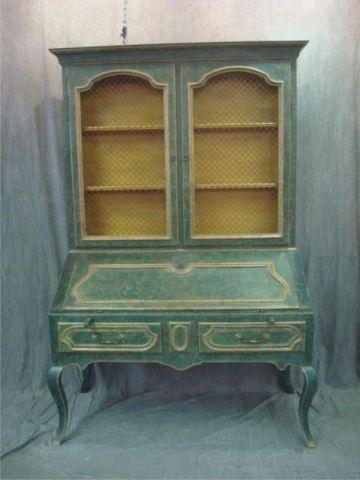 Appraisal: Faux Marbleized Drop Front Secretary Bookcase From a Greenwich CT