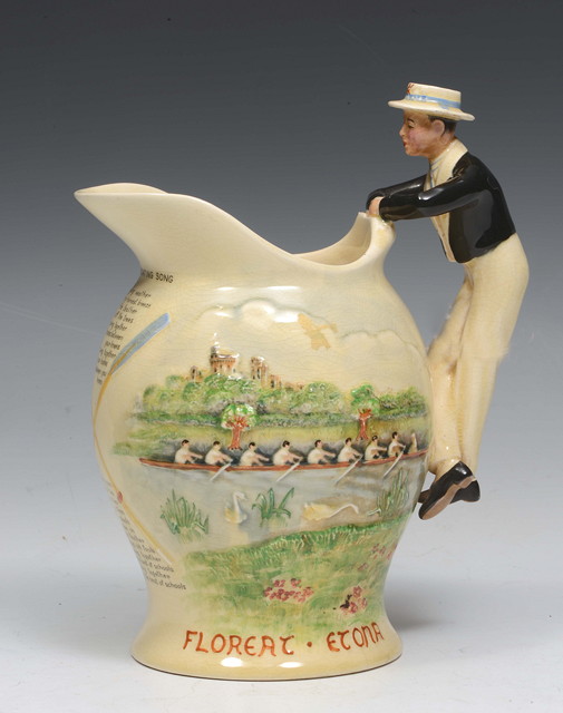 Appraisal: A CROWN DEVON ETON COLLEGE COMMEMORATION MUSICAL JUG of playing