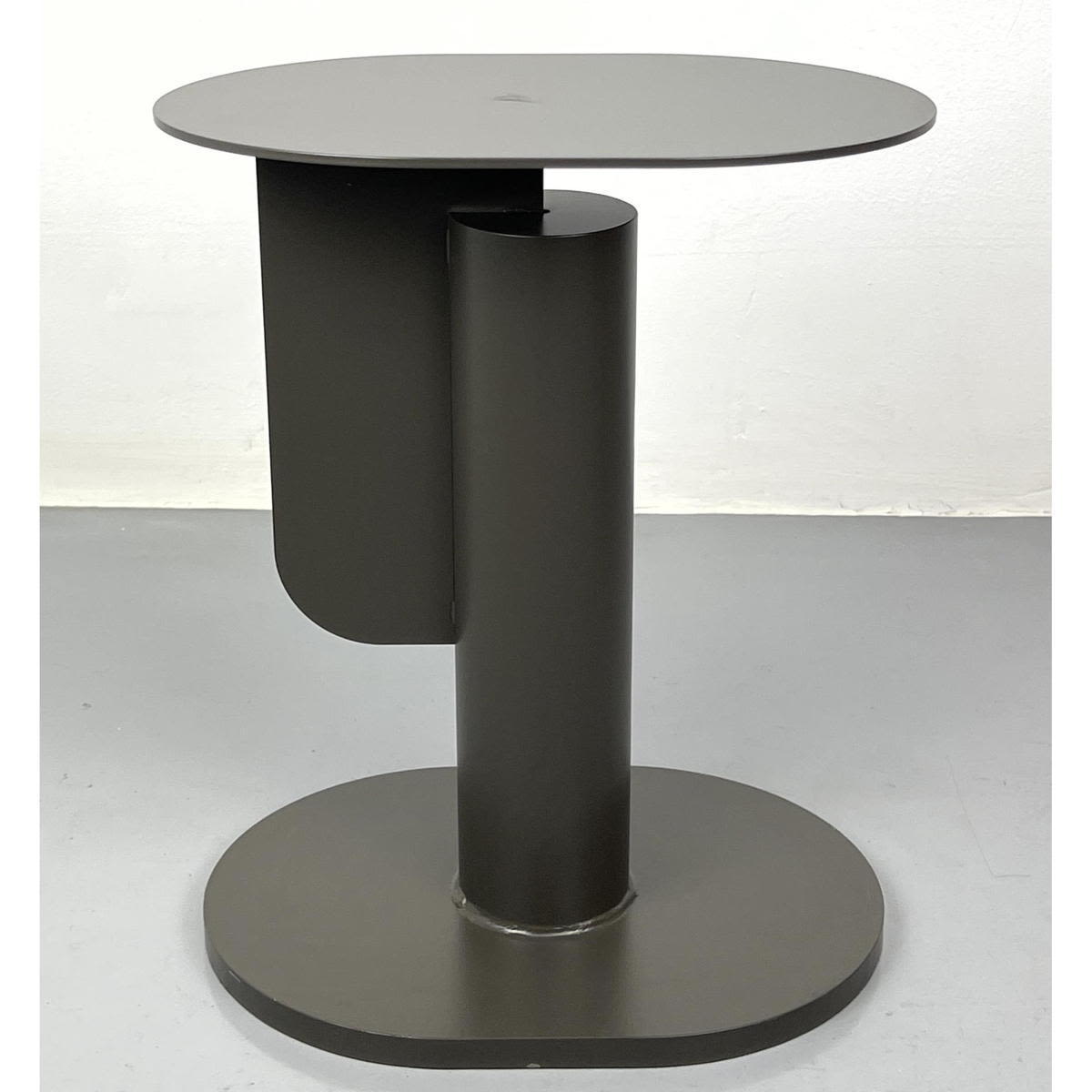 Appraisal: Heavy Memphis Style Steel Side Table with Cantilever top Brown