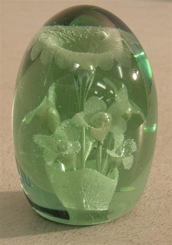 Appraisal: Glass dump paperweight with a flower h in