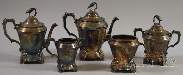 Appraisal: Five-piece Rogers Silver-plated Renaissance Revival Tea and Coffee Set coffee