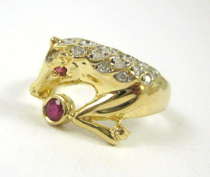 Appraisal: RUBY DIAMOND AND FOURTEEN KARAT GOLD RING The yellow gold