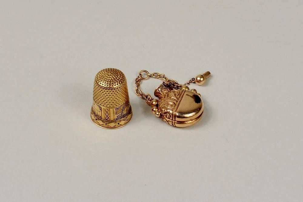 Appraisal: K Gold Perfume Pendant Thimble K gold perfume pendant and