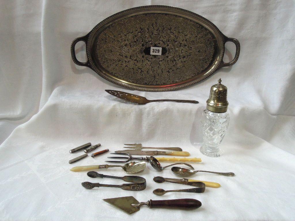 Appraisal: A collection of miniature penknives an EPNS mounted glass sifter