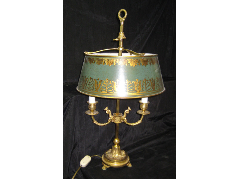 Appraisal: FRENCH TH CENTURY BOUILLOTTE TABLE LAMP With two scrolling arms