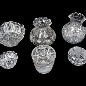 Appraisal: Six American Cut-Glass Table Articles TH TH CENTURY comprising a