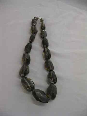 Appraisal: Smokey Quartz Necklace large faceted gems sterling clasp '' long