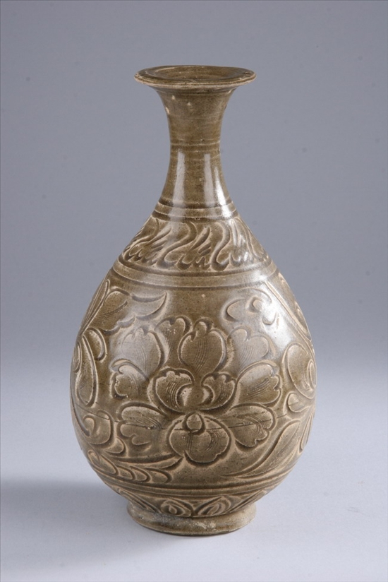 Appraisal: CHINESE YAOZHOU STONEWARE VASE Song Dynasty style Incised with continuous