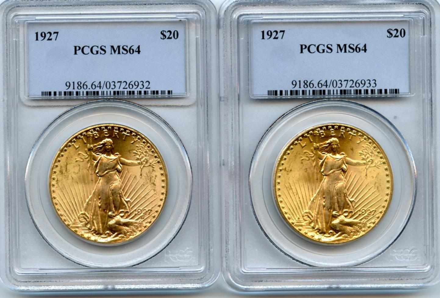 Appraisal: MS PCGS Both are bright and exhibit frosty luster as