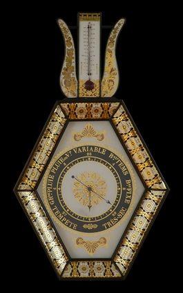 Appraisal: CHARLES X EGLOMISE AND ROSEWOOD BAROMETER The oblong hexagonal dial