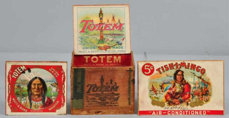 Appraisal: Lot of Rare Indian Cigar Boxes Description Includes Tish-Mingo lid