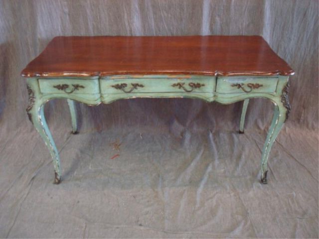 Appraisal: Louis XV style desk with gilt metal mounts decorated with