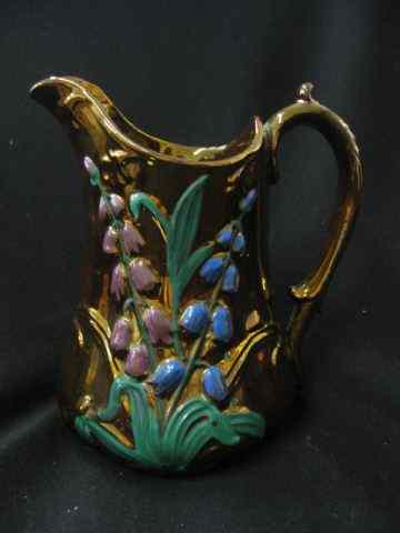 Appraisal: English Copper Lusterware Pitcher lily of the valley decoration ''