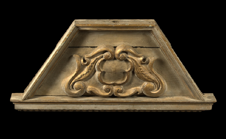 Appraisal: Napoleon III Carved Gray-Painted and Parcel-Gilt Wooden Overdoor Panel third