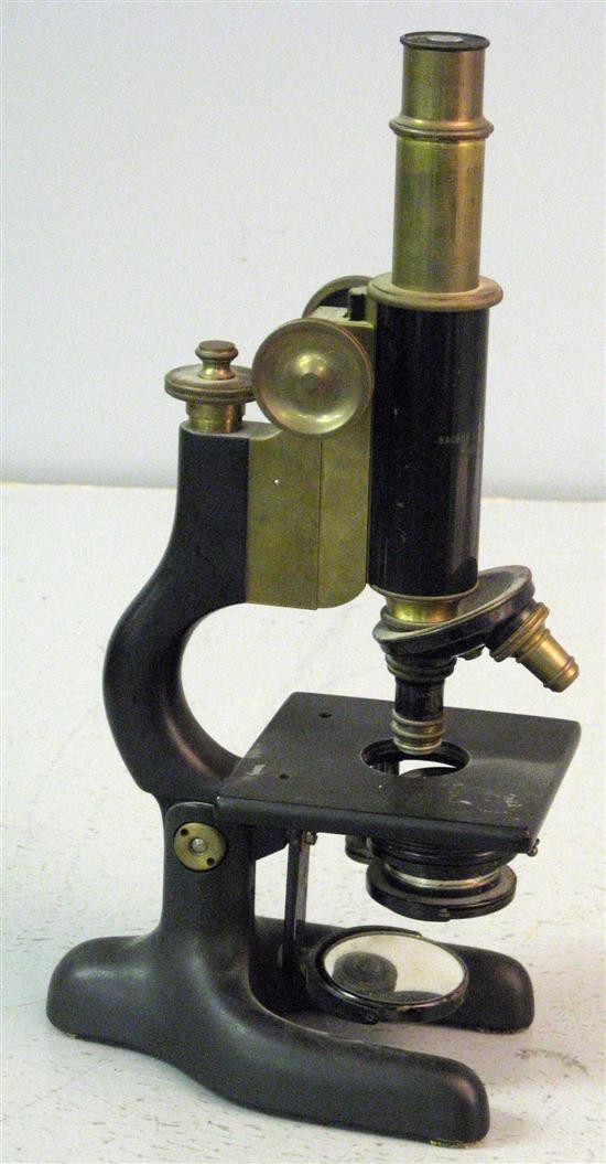 Appraisal: Bausch Lomb brass and painted metal microscope h in