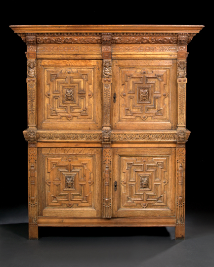 Appraisal: Renaissance Revival Carved Oak Cupboard fourth quarter th century the