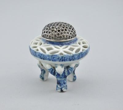 Appraisal: A Hirato Ware and Silver Tripod Censer th Century The