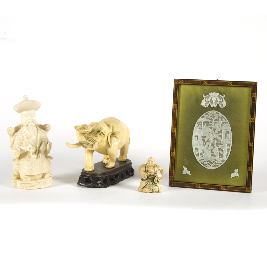 Appraisal: Group of Asian Ivory and Faux Ivory Articles Including figures