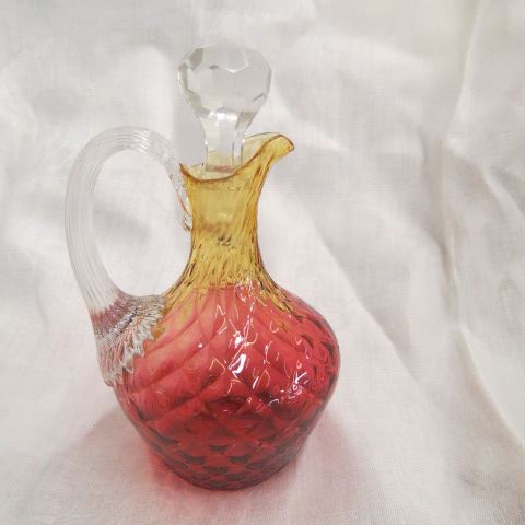 Appraisal: Amberina Art Glass Creut reverse diamond quilted New England Glass