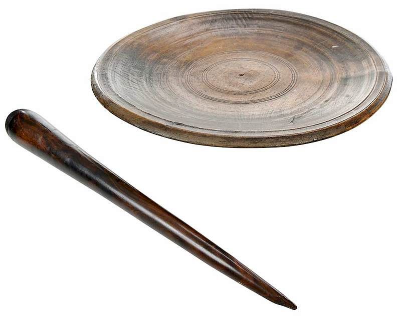 Appraisal: Wooden Fid and Charger probably American probably th century tapering