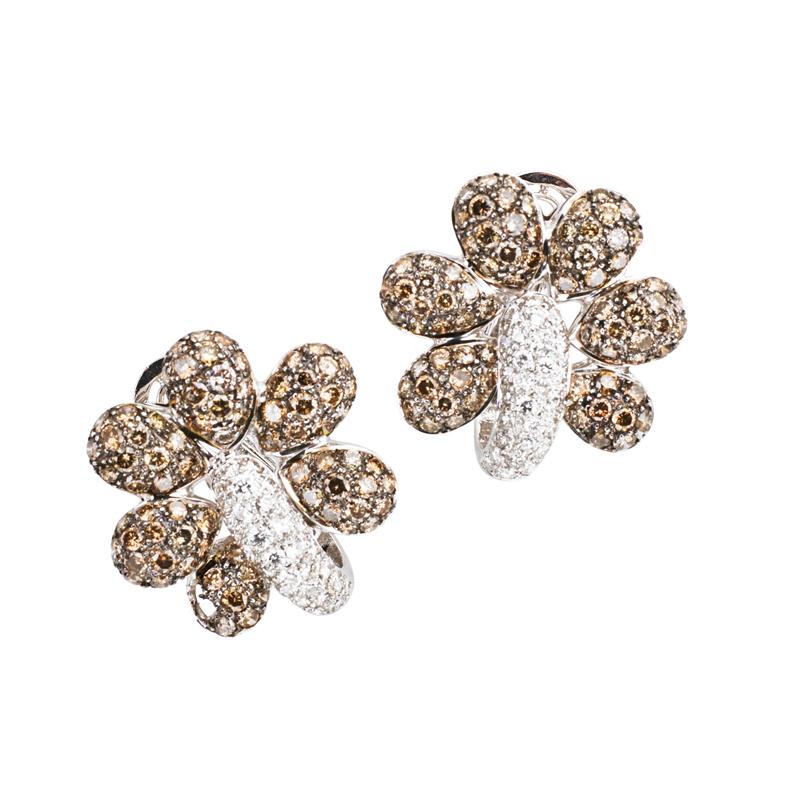 Appraisal: CHATILA CHAMPAGNE AND COLORLESS DIAMOND EARRINGS Condition Report Missing two