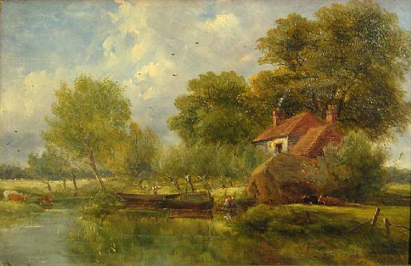 Appraisal: Adam Barland British fl - A ferry on the Lea