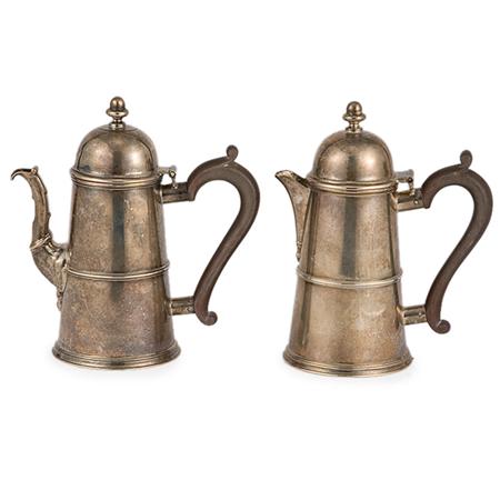 Appraisal: Two Similar George V Silver Coffee Pots Estimate -