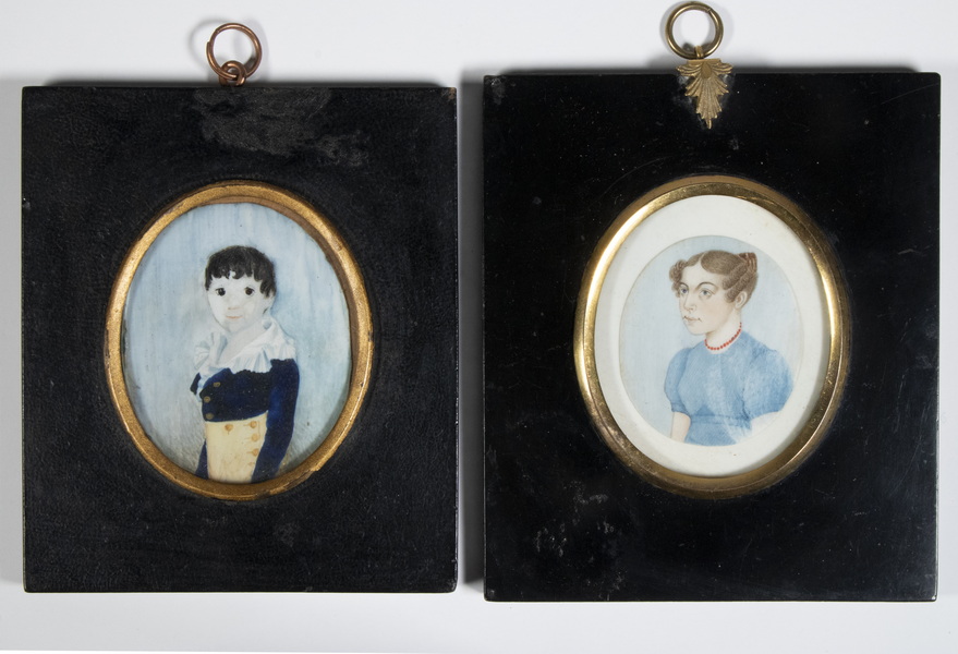 Appraisal: TH C MINIATURE PORTRAITS Framed Oval Portraits of a Boy